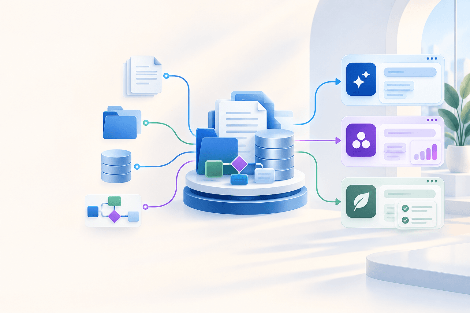 Company documents, data, and workflows organized for AI assistants